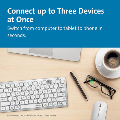 Kensington Multi-Device Dual Wireless Compact Keyboard - Silver (K75504US) Compact Wireless Silver
