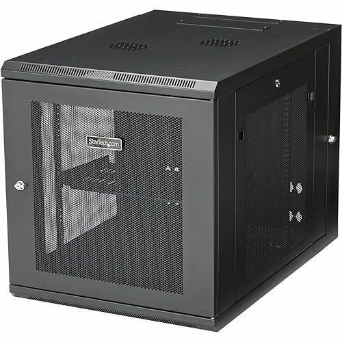 StarTech.com 4-Post 12U Wall Mount Network Cabinet w/ 1U Shelf, 19 Wall-Mounted Server Rack for IT / Data Computer Equipment 12U| 24 Depth Cabinet