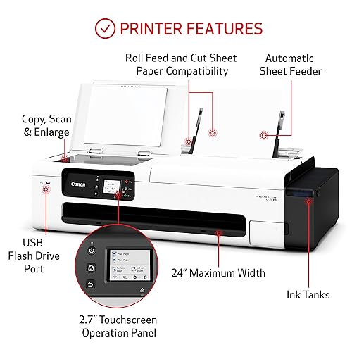Canon imagePROGRAF TC-20M 24 Large Format Poster & Plotter Printer - Scanner Included - Enlarge Copies - Compact - Automatic Roll & Cut Sheet Paper Feeder, Ships with 280ml of Ink - USB, Wi-Fi, LAN