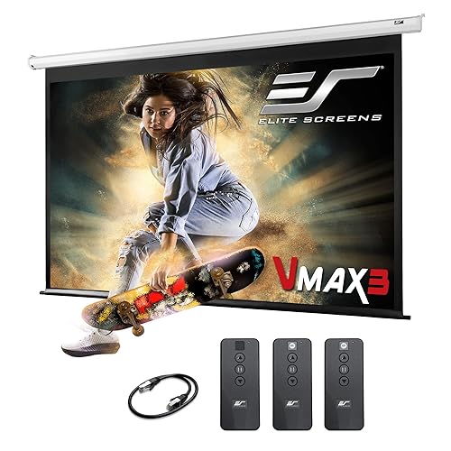 Elite Screens VMAX 3, 150-INCH 16:9, Projector Screen Retractable Motorized Drop Down Movie Gaming Entertainment, VMAX150UWH3 VMAX 3 Black 150"
