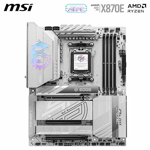 MSI MPG X870E Edge TI WiFi Gaming Motherboard (AMD Ryzen 9000/8000/7000 Series Processors, AM5, DDR5, PCIe 4.0, M.2, SATA 6Gb/s, USB 3.2 Gen 2, HDMI/DP, Wi-Fi 6E, Bluetooth 5.3, 2.5Gbps LAN, ATX)