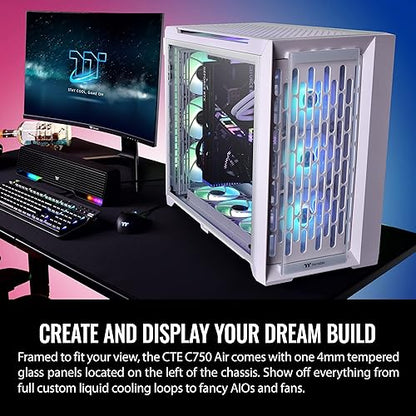 Thermaltake CTE C750 TG ARGB Snow E-ATX Full Tower with Centralized Thermal Efficiency Design; 3x140mm White CT140 ARGB Fans Pre-Installed; Tempered Glass Front & Side Panel; CA-1X6-00F6WN-01; White C750 ARGB Snow