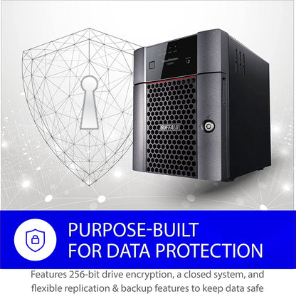 BUFFALO TeraStation 3420DN 4-Bay Desktop NAS 4TB (2x2TB) with HDD NAS Hard Drives Included 2.5GBE / Computer Network Attached Storage / Private Cloud / NAS Storage/ Network Storage / File Server 4 TB (2 x 2TB) TeraStation 3420DN Desktop NAS 4 Drive Bays