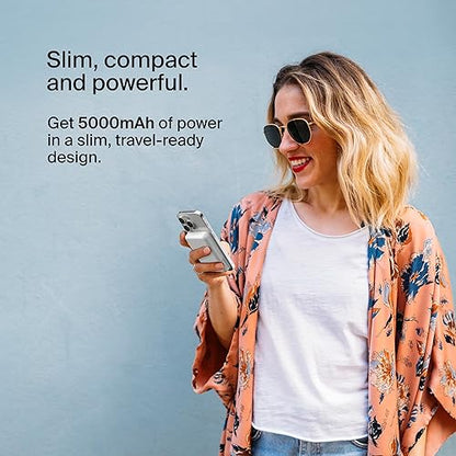 Belkin BoostCharge Wireless Power Bank 5K w/MagSafe Compatible 7.5W Charging, Built-in Pop-up Kickstand - Compatible w/iPhone 16, 16 Plus, 16 Pro, 16 Pro Max, iPhone 15, AirPods, and More - White