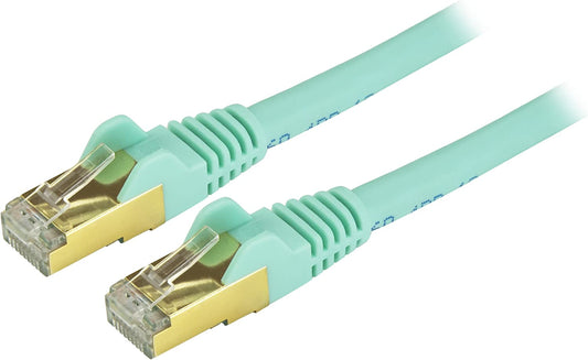 StarTech.com 5ft CAT6a Ethernet Cable - 10 Gigabit Shielded Snagless RJ45 100W PoE Patch Cord - 10GbE STP Network Cable w/Strain Relief - Aqua Fluke Tested/Wiring is UL Certified/TIA (C6ASPAT5AQ) 5 ft / 1.5m Aqua