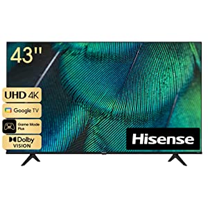 Hisense 43A68H - 43 inch Smart Ultra HD 4K Dolby Vision HDR10 Google TV with Bluetooth, Voice Remote (Canada Model) 2022 4K UHD 43"