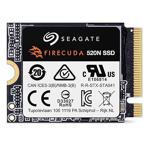 Seagate FireCuda 520N SSD 1TB SSD - M.2 2230-S2, PCIe Gen4 ×4 NVMe 1.4, speeds up to 4800MB/s, compatible with Steam Deck, Microsoft® Surface, laptop, with Rescue Services (ZP1024GV3A002) 1TB 520N