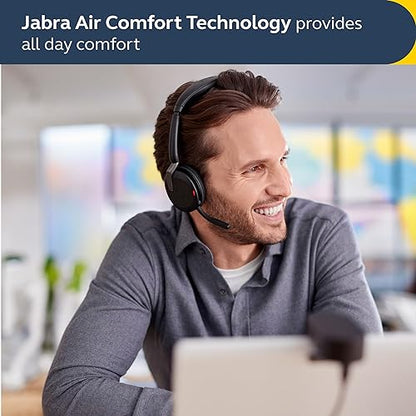 Jabra Evolve2 65 Flex Wireless Stereo Headset - Bluetooth, Noise-Cancelling ClearVoice Technology & Hybrid ANC - Works with All Leading UC Platforms Such As Zoom & Google Meet - Black USB-A UC