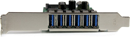 StarTech.com 7 Port PCI Express USB 3.0 Card - Standard &amp; Low-Profile - SATA Power - UASP Support - 1 Internal &amp; 6 External USB 3.0 Ports (PEXUSB3S7)