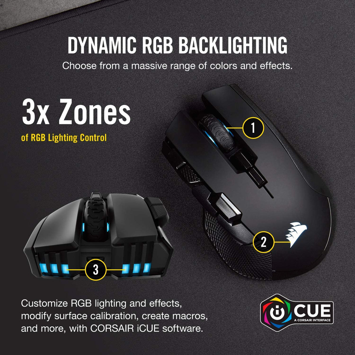 Corsair Ironclaw Wireless RGB - FPS and MOBA Gaming Mouse - 18,000 DPI Optical Sensor - Sub-1 ms SLIPSTREAM Wireless Wireless Mouse