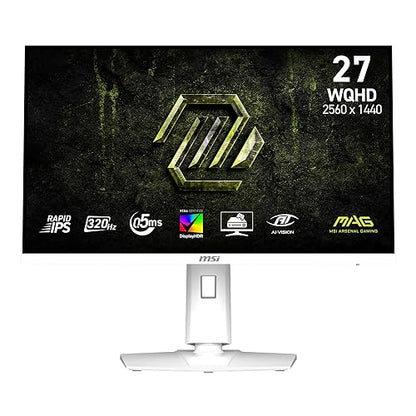 MSI MAG 274QRFW X32 27-inch 2560 x 1440 (QHD) Gaming Monitor, 320Hz, Adaptive-Synch, HDR Ready, HDMI, VGA Port,VESA Mountable, Tilt, 4-Side Slim Bezel, 0.5ms, White