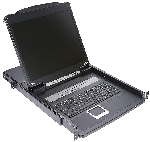 ATEN CL5708N Slideaway 8-Port PS/2 USB VGA KVM Switch with 19" LCD, Daisy-Chain Port, and USB Peripheral Support