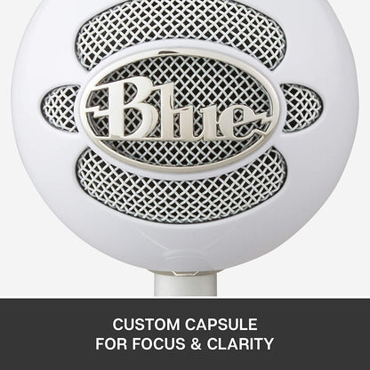 Blue microphones Blue Snowball iCE Plug 'n Play USB Microphone for Recording, Streaming, Podcasting, Gaming on PC and Mac, with Cardioid Condenser Capsule, Adjustable Desktop Stand and USB cable - White