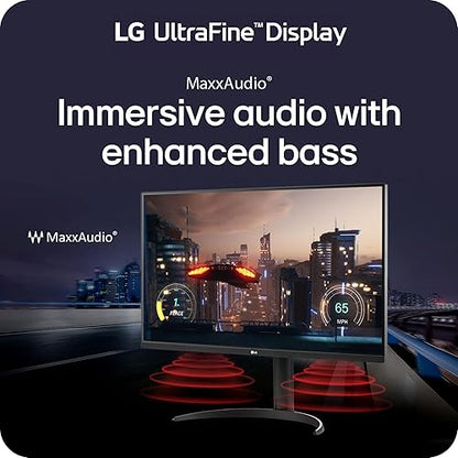 LG 32UR550K 32" UHD 4K Monitor, 3840x2160, HDR 10, DCI-P3 90%, Stereo Speaker 10W, 60Hz, 4ms, HDMI 2.0, DisplayPort, Headphone Out, Stand Pivot, Black 32" Tilt/Height/Pivot External Speakers