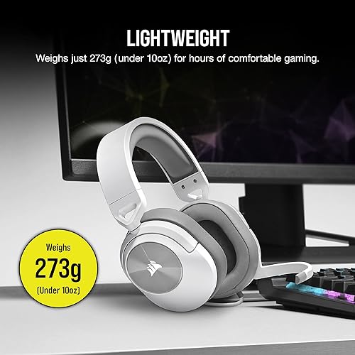 Corsair HS55 Stereo Gaming Headset (Leatherette Memory Foam Ear Pads, Easy-Access On-Ear Volume Control, Lightweight, Omni-Directional Microphone, Multi-Platform Compatibility) White HS55 Stereo White
