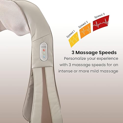Homedics Neck Massager, Heated Shiatsu Neck, Shoulder and Back Massager with 3 Speeds, Changes of Direction, and Convenient Straps - Portable Relief for Neck, Shoulders, Back, & Legs