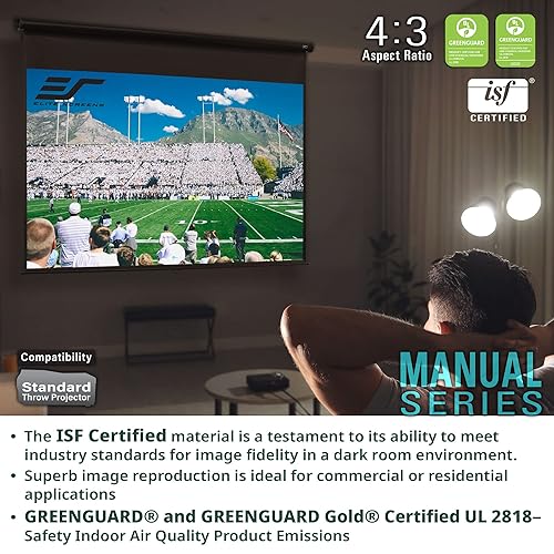Elite Screens Manual Series, 150-INCH 16:9, Pull Down Manual Projector Screen with AUTO Lock, Movie Home Theater 8K / 4K Ultra HD 3D Ready, 2-Year Warranty, M150XWH2 White 16:9, 150-inch