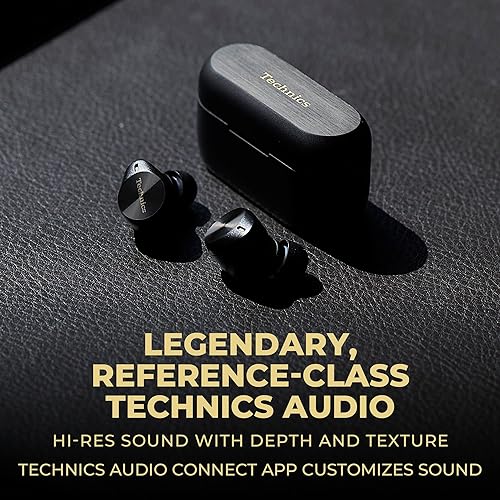 Technics Premium Hi-Fi True Wireless Bluetooth Earbuds with Advanced Noise Cancelling, 3 Device Multipoint Connectivity, Wireless Charging, Hi-Res Audio + Enhanced Calling - EAH-AZ80-K (Black)