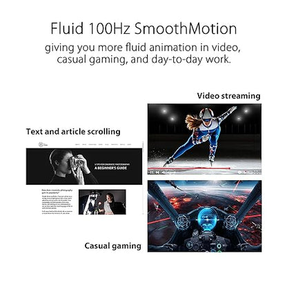 ASUS 27” 1080P Eye Care Monitor (VA27DQF) - IPS, Full HD, Frameless, 100Hz, 1ms, Adaptive-Sync, for Working and Gaming, Low Blue Light, Flicker Free, HDMI, DisplayPort, 3 Year Warranty IPS 100Hz Adaptive-Sync