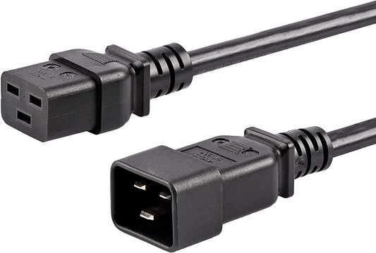StarTech.com 10ft (3m) Heavy Duty Extension Cord, IEC 320 C19 to IEC 320 C20 Black Extension Cord, 15A 250V, 14AWG, Heavy Gauge Power Extension Cable, HeavyDuty AC Power Cord, UL Listed (PXTC19201410) 10ft 14 AWG