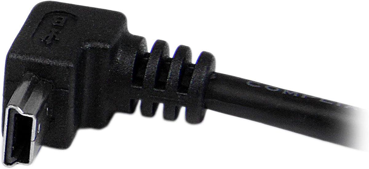 StarTech.com Down Angle Mini USB Cable - 2m - Black - USB A to Mini USB B - USB to Mini USB Cable - Mini USB Charger - USB A to Mini B (USBAMB2MD) 6 ft / 2m Down Angle