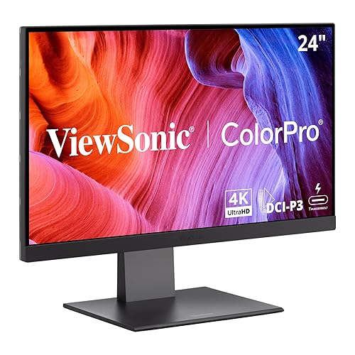ViewSonic VP2488-4K 24 Inch 4K Mac-Compatible Monitor with 100W Thunderbolt 4, USB C, and DCI-P3 Color Gamut