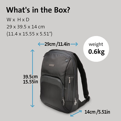 Kensington Triple Trek Slim Backpack for MacBooks, Chromebooks, Tablets &amp; Ultrabooks up to 13-Inch-14-Inch (K62591AM), Black