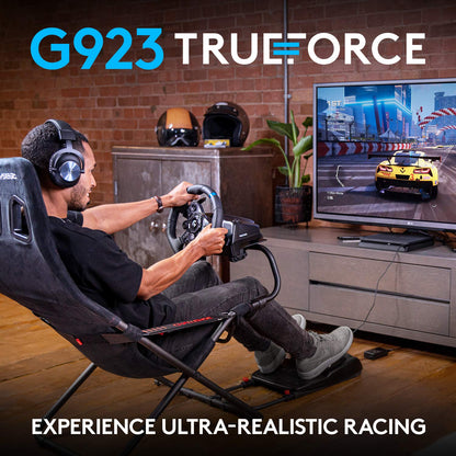 Logitech G923 Racing Wheel and Pedals for PS 5, PS4 and PC featuring TRUEFORCE up to 1000 Hz Force Feedback, Responsive Pedal, Dual Clutch Launch Control, and Genuine Leather Wheel Cover PlayStation|PC Wheel Only
