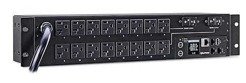 CyberPower PDU31003 Monitored PDU, 120V/30A, 16 Outlets, 2U Rackmount, Black