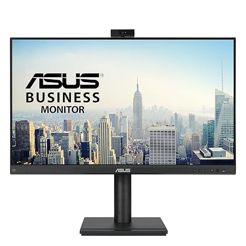 ASUS 24” 1080P Video Conferencing Monitor (BE249QFK) - IPS, 100Hz, Frameless, Full HD Webcam, Mic Array, Speakers, Height Adjustable, Ergonomic Design, Eye Care, Wall Mountable, 3 yr Warranty 24 IPS 100Hz Webcam Mic Array