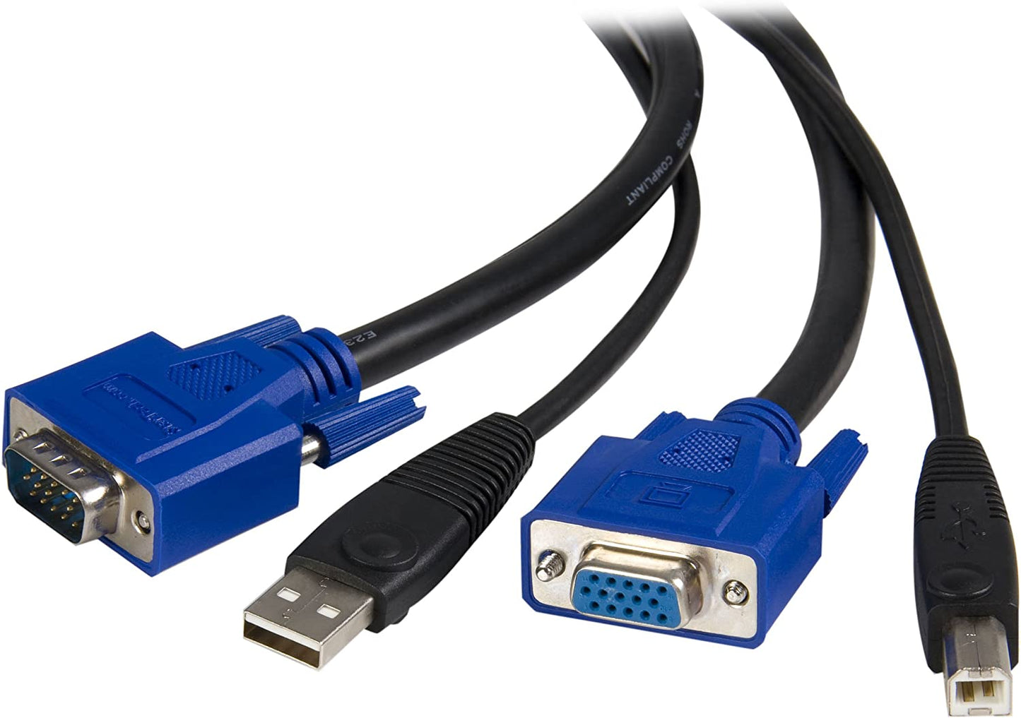 StarTech.com 2-in-1 Universal USB KVM Cable - Video / USB cable - HD-15 (VGA), USB Type B (M) to USB, HD-15 (VGA) - 15 ft - SVUSB2N1_15, Black 15 ft USB