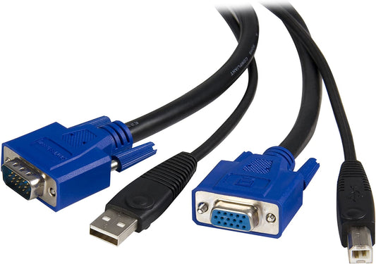 StarTech.com 2-in-1 Universal USB KVM Cable - Video / USB cable - HD-15 (VGA), USB Type B (M) to USB, HD-15 (VGA) - 15 ft - SVUSB2N1_15, Black 15 ft USB