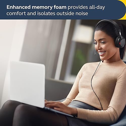 Jabra Evolve2 40 SE Wired Stereo Noise-Cancelling Headset - Features 3-Mic Call Technology and USB-A Cable - Works with All Leading Unified Communications Platforms Such as Zoom & Google Meet - Black