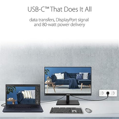 ASUS 24 1080P Multi-Touch Monitor (BE24ECSBT) - Full HD, IPS, 10-Point Touch, IPS, Eye Care, USB-C with Power Delivery, HDMI, DisplayPort Daisy Chain, Height Adjustable, VESA Wall Mountable