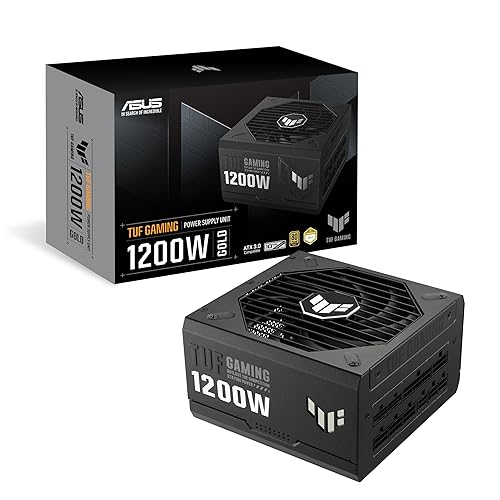 ASUS TUF Gaming 1200W Gold (1200 Watt, ATX 3.0 Compatible Fully Modular Power Supply, 80+ Gold Certified, Military-Grade Components, Dual Ball Bearing, Axial-tech Fan, PCB Coating)