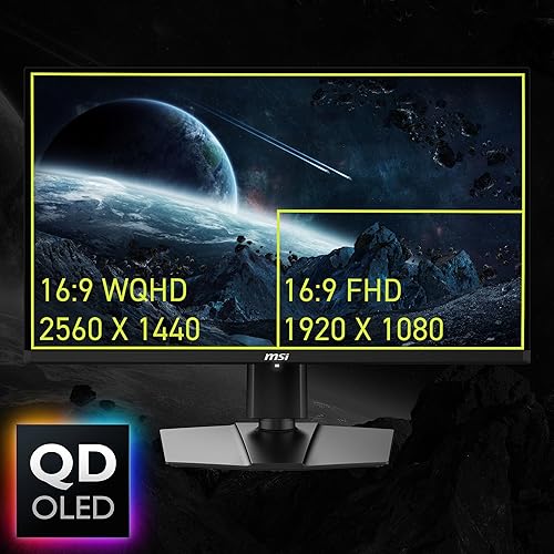 MSI MAG 271QP QD-OLED X28 27-inch 2560 x 1440 (QHD) Gaming Monitor, 280Hz, Adaptive-Synch, HDR Ready, HDMI, VGA Port,VESA Mountable, Tilt, 4-Side Slim Bezel, 0.03ms, Black