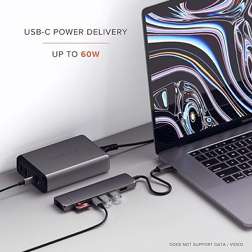 Satechi USB C Slim Multiport Adapter with Ethernet, 4K HDMI, 60W USB C PD Charging, 2 USB-A, SD/Micro Card Readers - for M2/ M1 MacBook Pro/Air, M2/ M1 iPad Pro/Air, M2 Mac Mini, iMac M1 (Space Grey) Space Gray