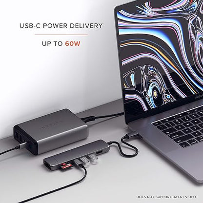 Satechi USB C Slim Multiport Adapter with Ethernet, 4K HDMI, 60W USB C PD Charging, 2 USB-A, SD/Micro Card Readers - for M2/ M1 MacBook Pro/Air, M2/ M1 iPad Pro/Air, M2 Mac Mini, iMac M1 (Space Grey) Space Gray