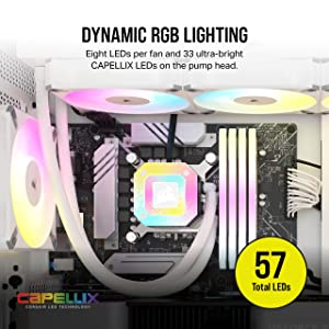 Corsair iCUE H150i Elite CAPELLIX XT Liquid CPU Cooler - Three AF120 RGB Elite Fans - 360mm Radiator - Intel® LGA 1700, 1200, 115X, 2066, AMD® AM5, AM4 - Included iCUE Commander CORE - White