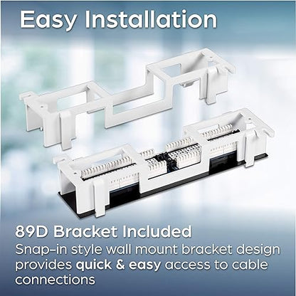TRENDnet 12-Port Cat5e Unshielded Patch Panel, Wall Mount, Included 89D Bracket, Vertical or Horizontal Installation, Compatible with Cat5e & Cat6 RJ45 Cabling, Black, TC-P12C5V 12 Port Cat 5E