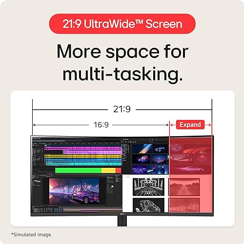 LG 40WP95C-W 40 Inch 5K2K, 5120 X 2160 UltraWide Monitor with 5ms 72Hz IPS Display AMD Freesync, Curved Monitor, White