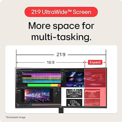 LG 40WP95C-W 40 Inch 5K2K, 5120 X 2160 UltraWide Monitor with 5ms 72Hz IPS Display AMD Freesync, Curved Monitor, White