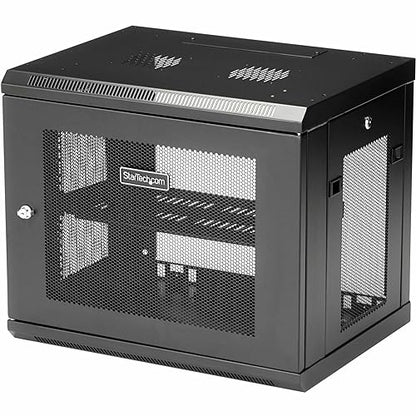 StarTech.com 2-Post 9U Wall Mount Network Cabinet w/ 1U Shelf, 19 Wall-Mounted Server Rack for IT / Data Computer Equipment Depth (6 to 15) Cabinet