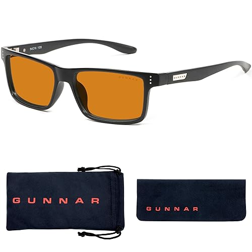 Blue Light Blocking Glasses for Computer, Sleep & Energy | Vertex/Onyx by Gunnar | Patented 98% Blue Light Protection, 100% UV Light, Anti-Reflective to Protect & Reduce Eye Strain & Dryness