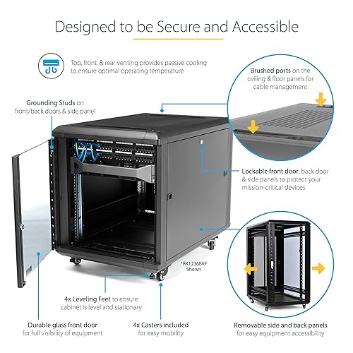 StarTech.com 4-Post 15U Server Rack Cabinet, 19 Data Rack Cabinet for IT / Network Equipment, with Adjustable Mounting Rails 15U Cabinet