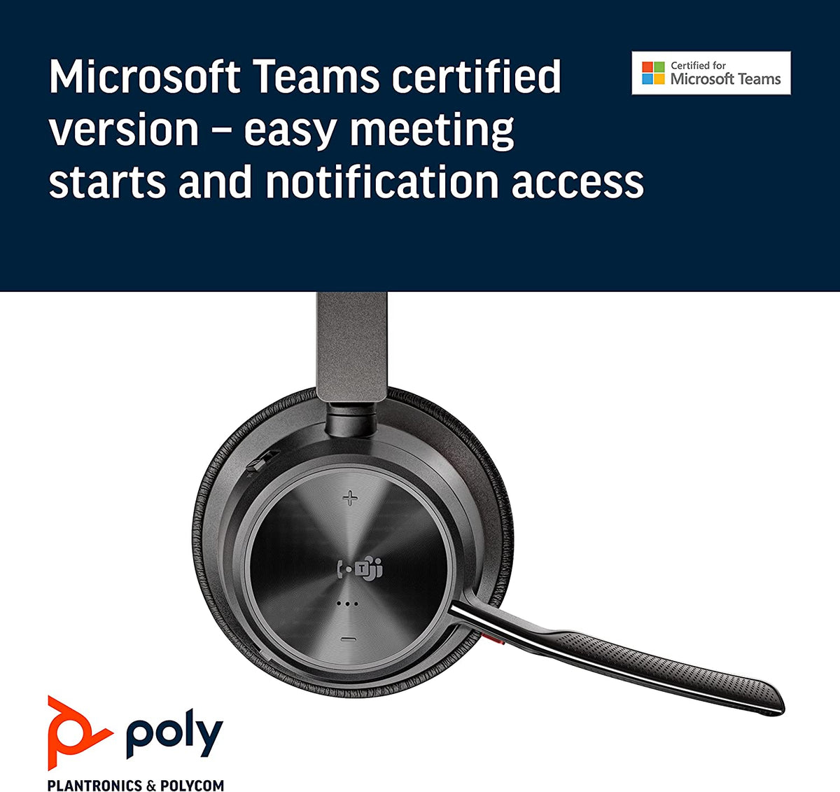 Poly - Voyager Focus 2 UC USB-C Headset with Stand (Plantronics) - Bluetooth Stereo Headset with Boom Mic - USB-C PC/Mac Compatible - Active Noise Canceling - Works with Teams (Certified), Zoom &amp; more Headset + Charge Stand, Teams Version