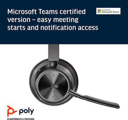 Poly - Voyager Focus 2 UC USB-C Headset with Stand (Plantronics) - Bluetooth Stereo Headset with Boom Mic - USB-C PC/Mac Compatible - Active Noise Canceling - Works with Teams (Certified), Zoom &amp; more Headset + Charge Stand, Teams Version