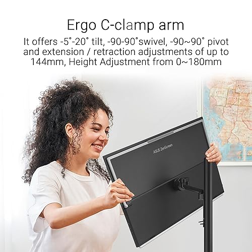 ASUS ZenScreen 27” 1440P Transportable Monitor (MB27ACF) - QHD (2560 x 1440), IPS, 100Hz, USB-C PD 70W, Speakers, Carrying Handle, Kickstand, C-clamp, Sub-woofer, 2.1 Channel Audio, 3 yr Warranty 27 QHD Multi-stand Design