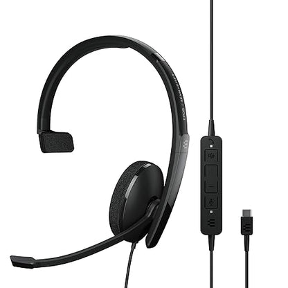 EPOS | Sennheiser Adapt 130T USB-C II (1000903) - Wired, Single-Sided Headset with USB-C Connectivity, MS Teams Certified and UC Optimized - Superior Sound - Enhanced Comfort - Call Control - Black