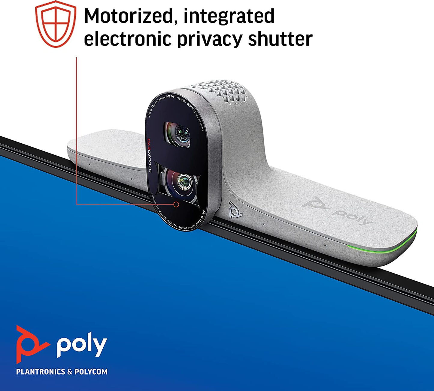 Poly - Studio E70 Intelligent Camera for Large Conference Rooms (Plantronics + Polycom) - Dual 4K Lenses, Speaker Tracking, &amp; Group Framing - Works with Poly G7500 or Poly Microsoft Teams Room